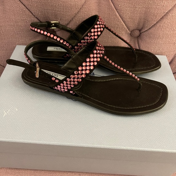 Prada Pink Crystal Sandals with Box 36 - Picture 3 of 5